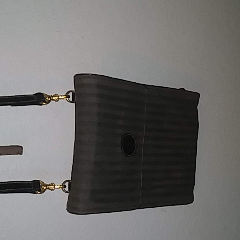 Fendi vintage dark green and brown striped crossbody bag.